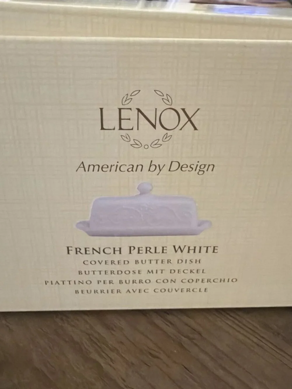 Lenox 1/4 Lb. Covered Butter Dish French Perle White - NIB